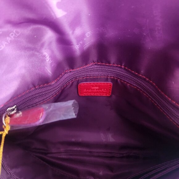 BAEKGAARD ~ Clutch Bag ~ Genuine Leather Small ~ RED with Purple Trim ~ NWT - Picture 5 of 5